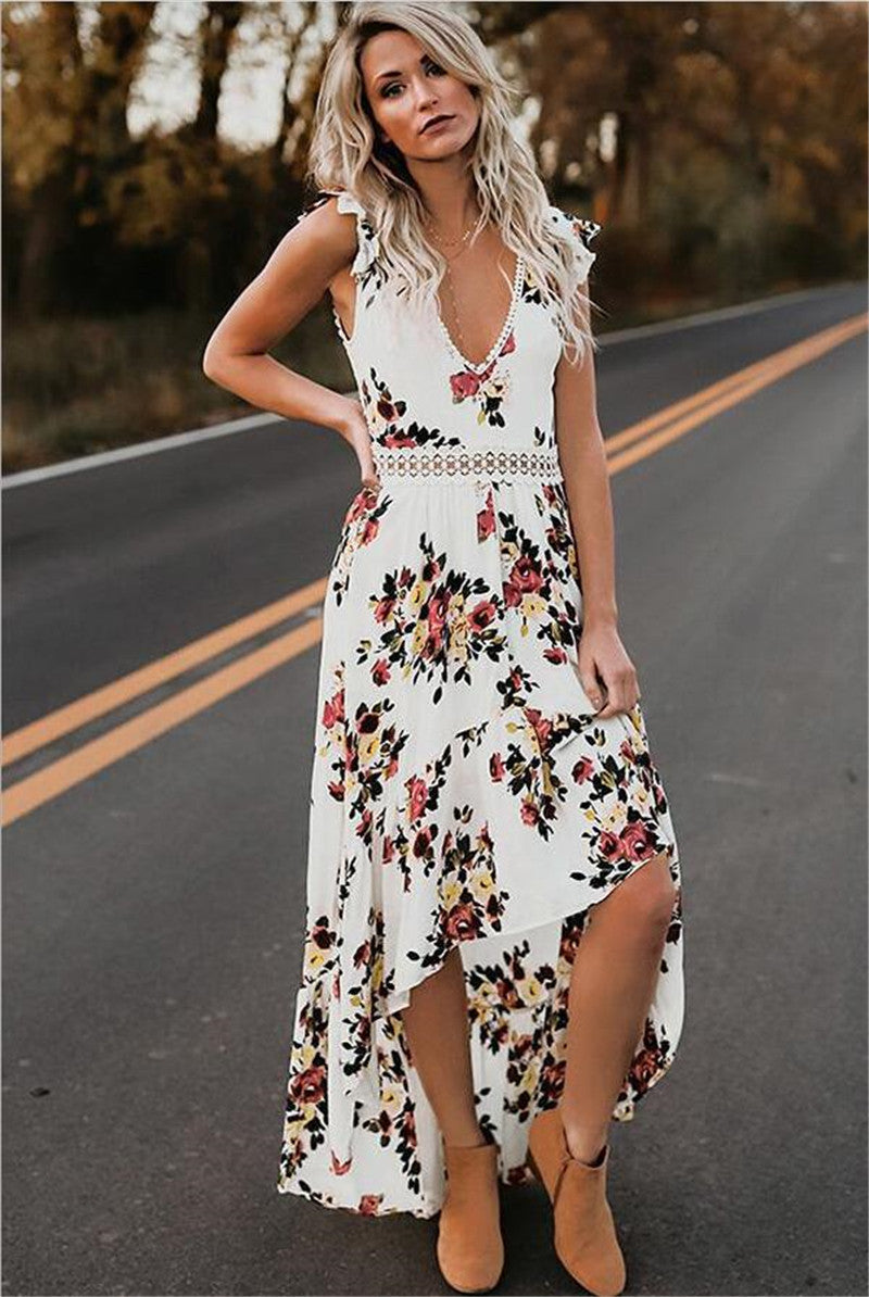 Robe longue bohème chic à imprimé floral