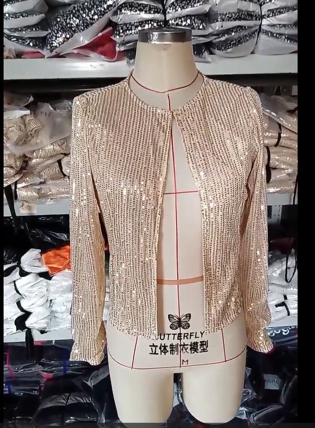 Veste à paillettes élégante et tendance pour femme