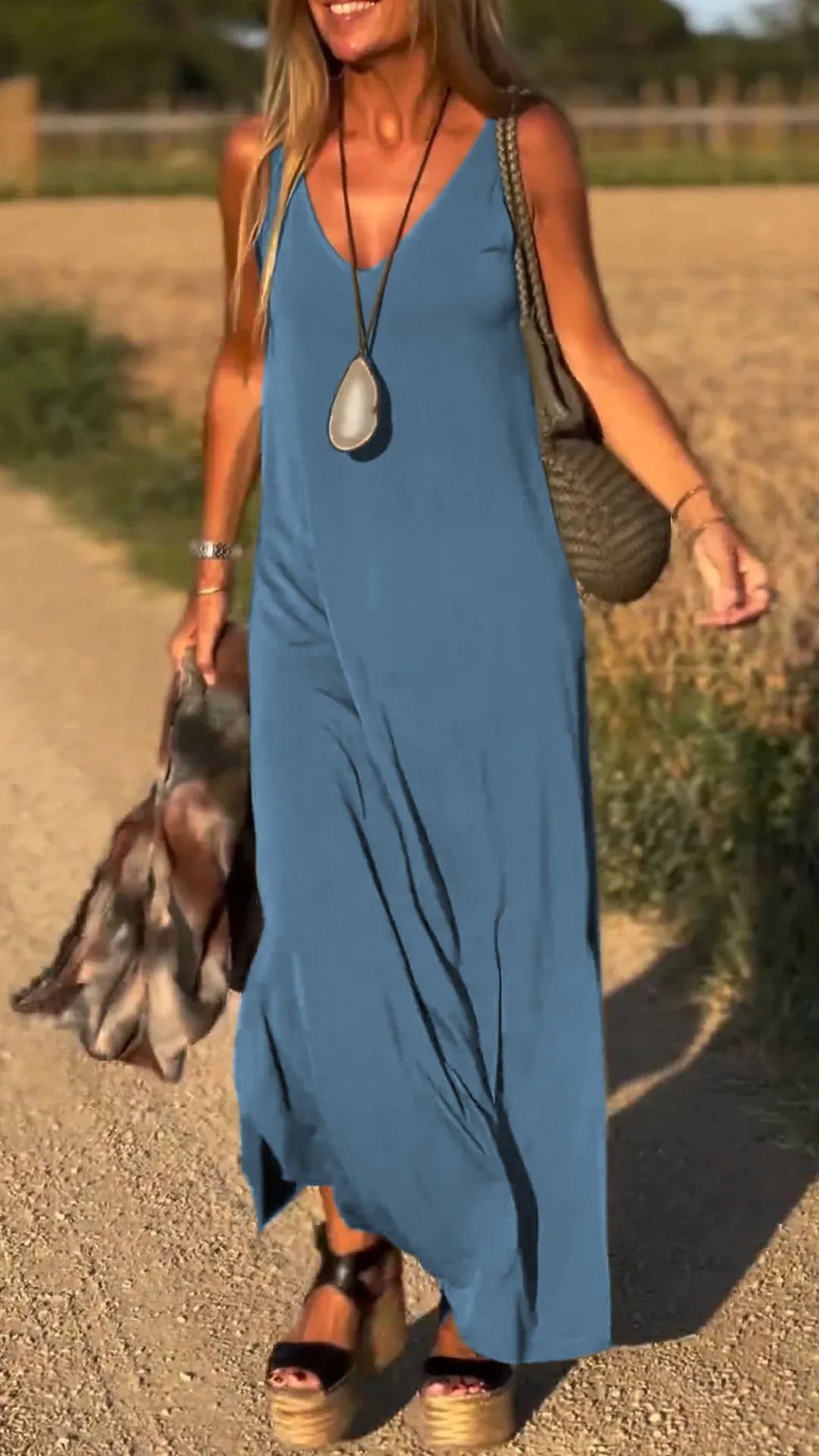 Robe Sexy Femme à Bretelles avec Décolleté en V