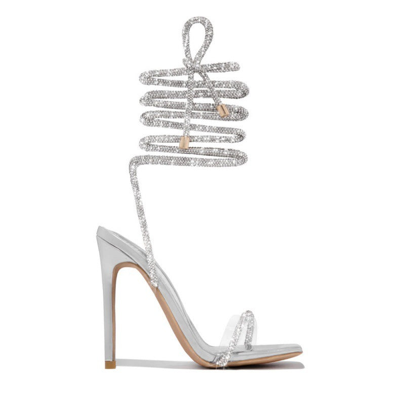 Sandales glamour à lacets scintillants – Talon aiguille