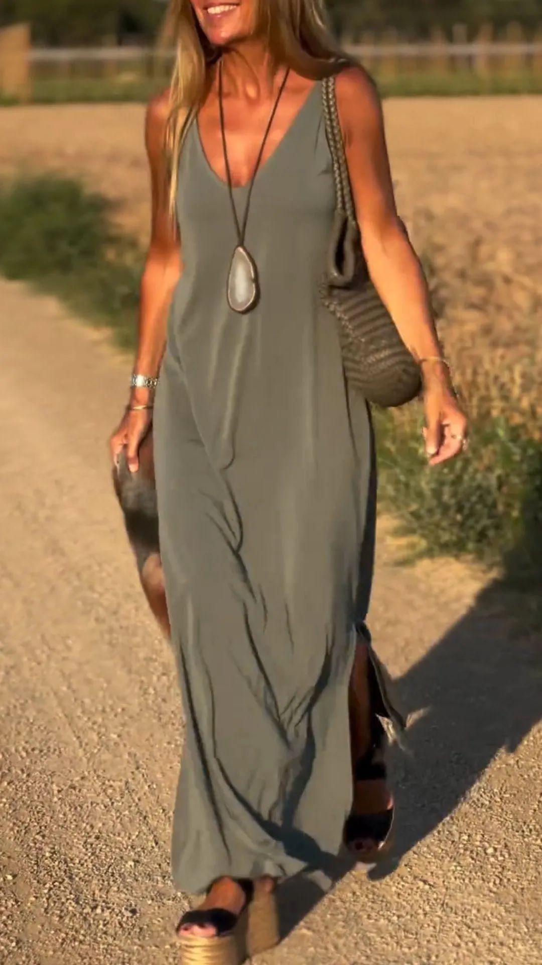 Robe Sexy Femme à Bretelles avec Décolleté en V