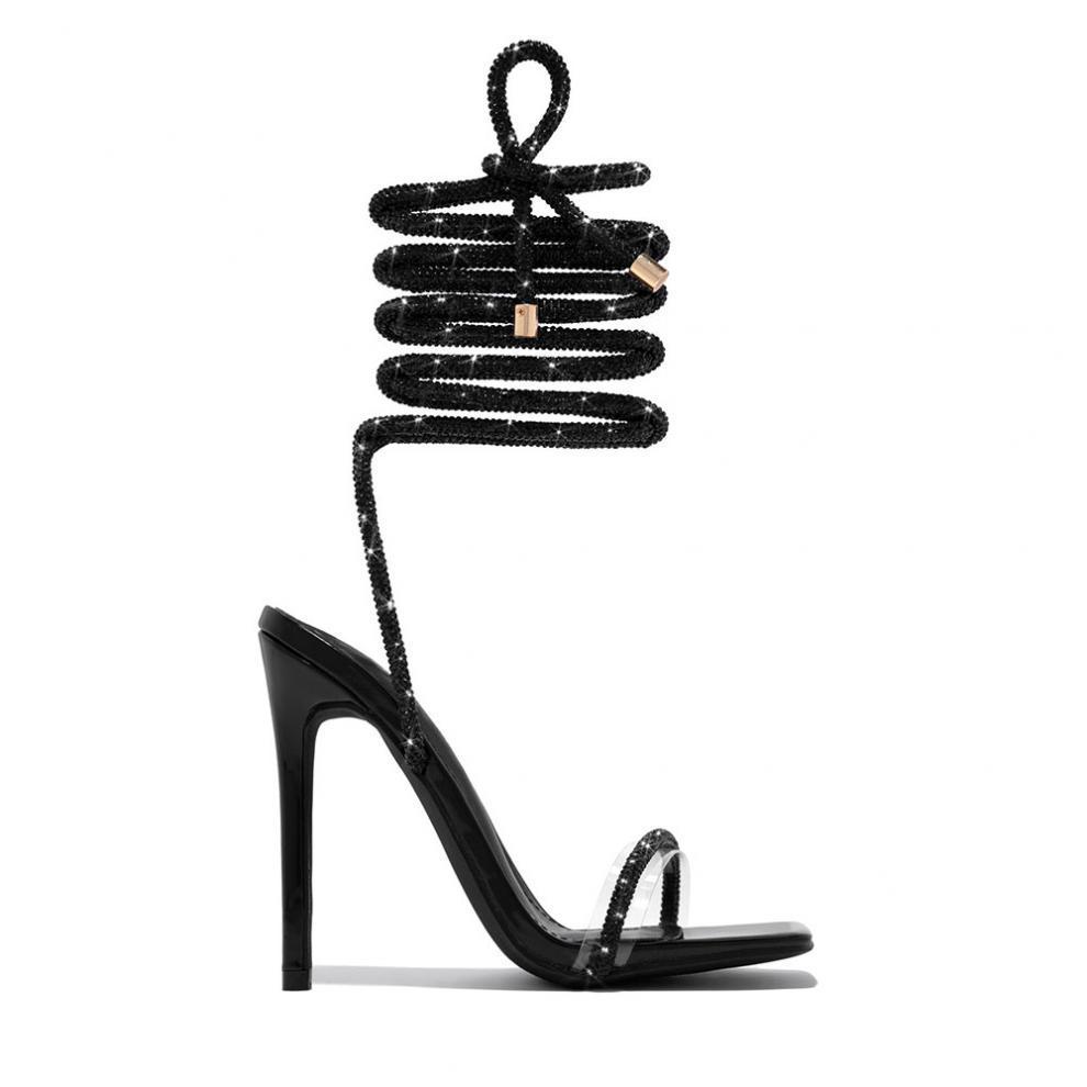 Sandales glamour à lacets scintillants – Talon aiguille