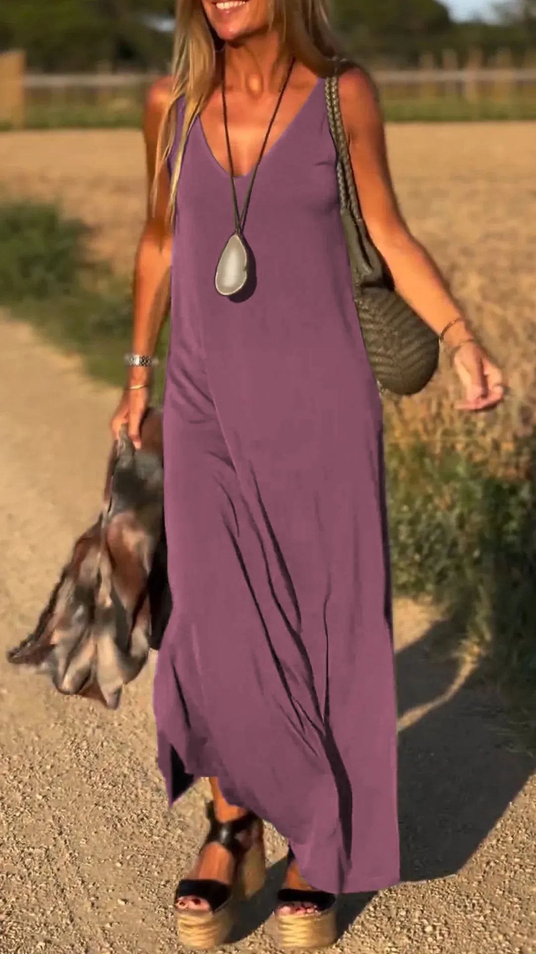Robe Sexy Femme à Bretelles avec Décolleté en V