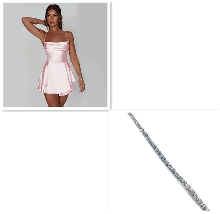 Mini-Robe Satinée Glamour à Lacets