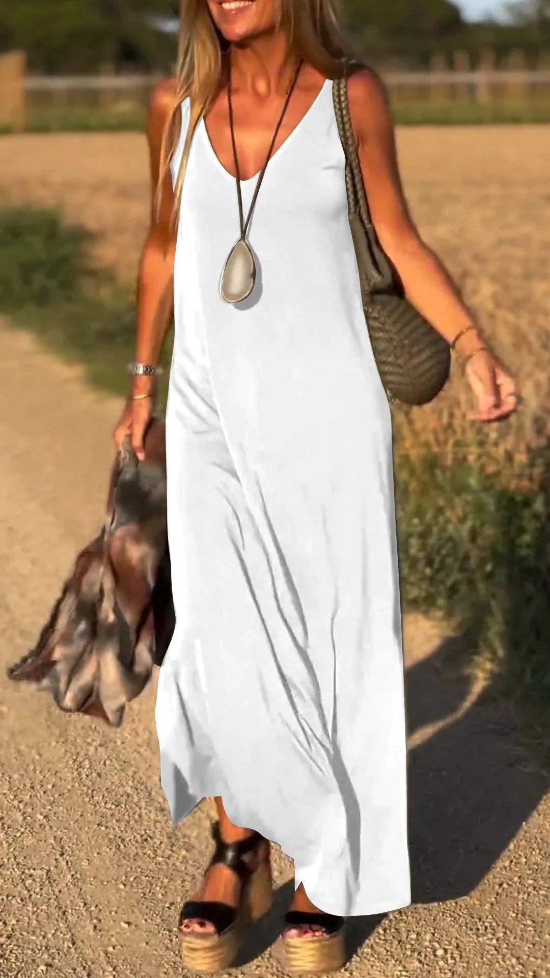 Robe Sexy Femme à Bretelles avec Décolleté en V