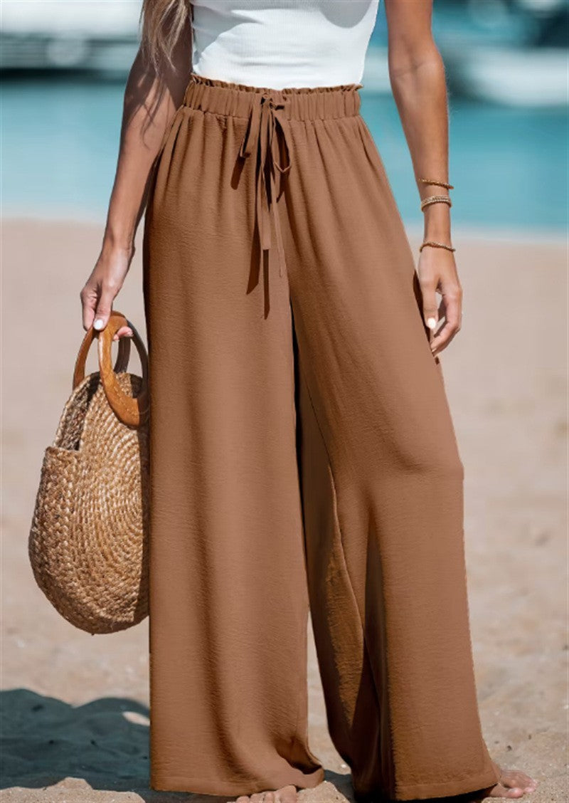 Pantalon Large Décontracté Femme à Cordon Décoratif