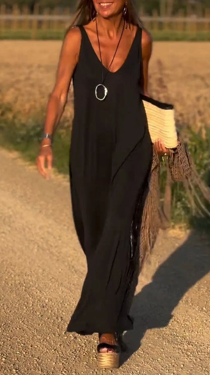 Robe Sexy Femme à Bretelles avec Décolleté en V