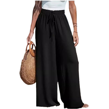 Pantalon Large Décontracté Femme à Cordon Décoratif