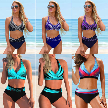 Maillot de bain deux pièces taille haute élégant