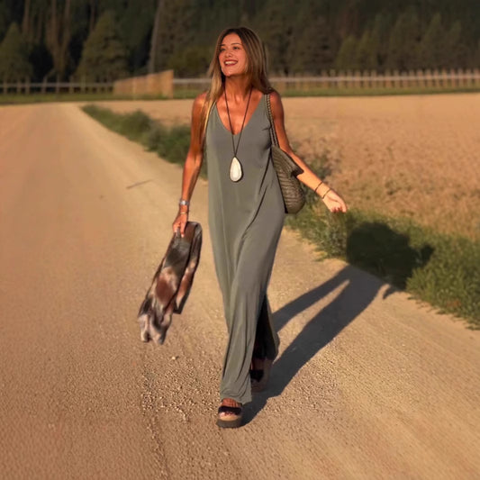 Robe Sexy Femme à Bretelles avec Décolleté en V