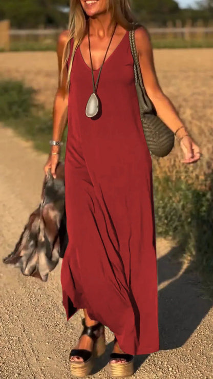 Robe Sexy Femme à Bretelles avec Décolleté en V