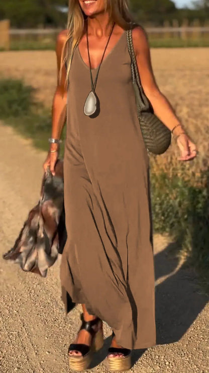 Robe Sexy Femme à Bretelles avec Décolleté en V