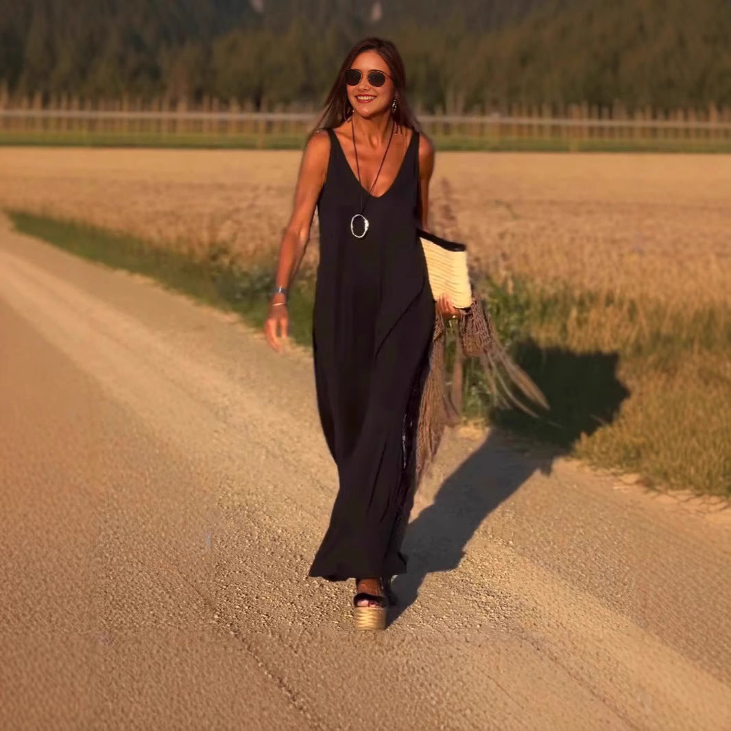 Robe Sexy Femme à Bretelles avec Décolleté en V